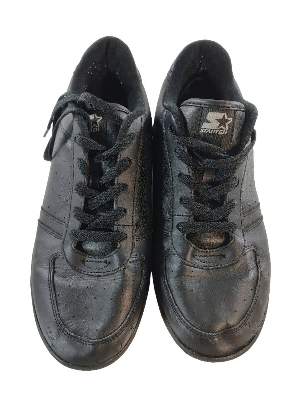Men's Plain Black Size 9W Non-Slip Athletic Starter Court Sneakers
